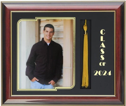 GRADUATION FRAME WITH TASSEL 8X10 PIC MAHOGANY/GOLD