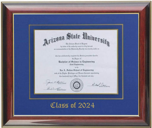 DIPLOMA FRAME MAHOGANY/BLUE