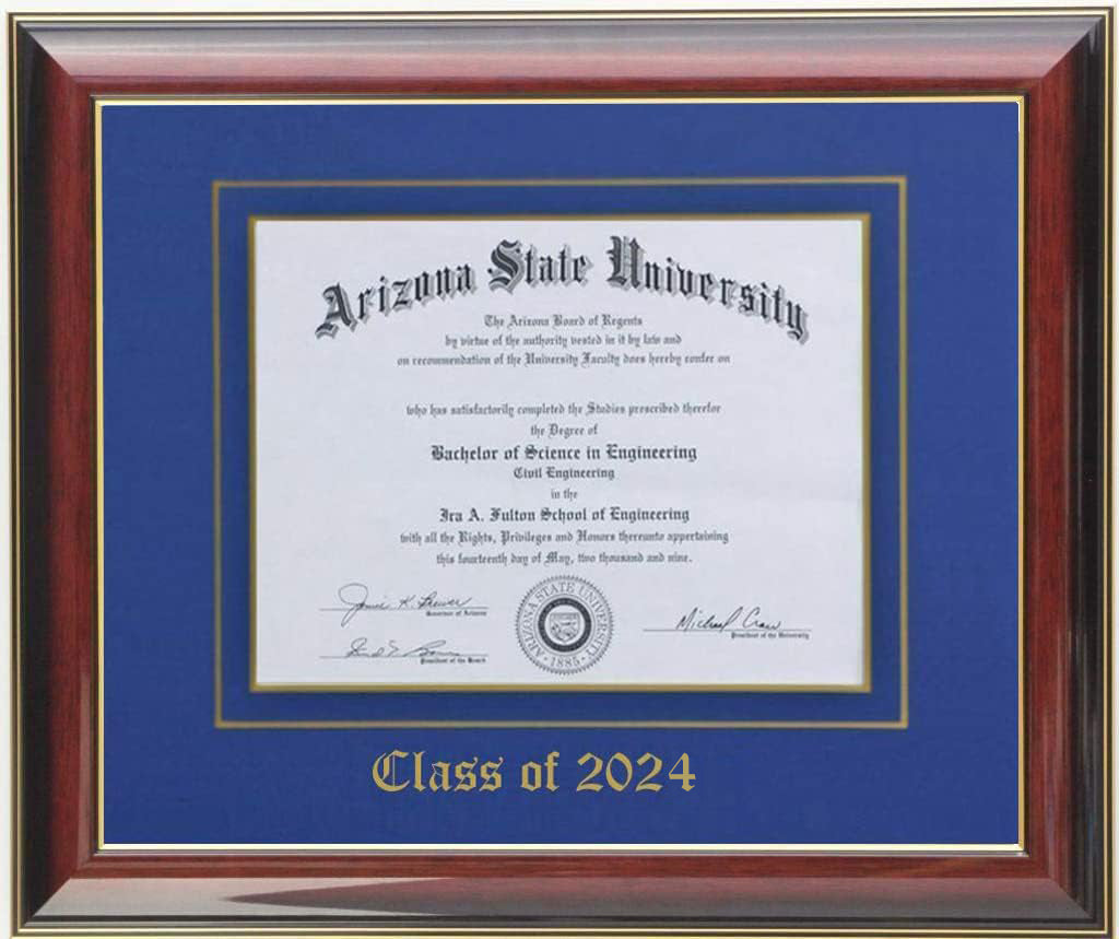 DIPLOMA FRAME MAHOGANY/BLUE Large