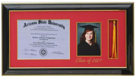 DIPLOMA TASSEL FRAME 5x7 PIC BLACK/RED-H