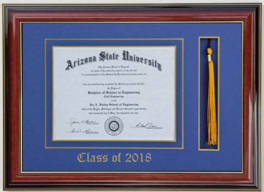 DIPLOMA TASSEL FRAME MAHOGANY/BLUE