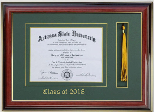 DIPLOMA TASSEL FRAME MAHOGANY/GREEN